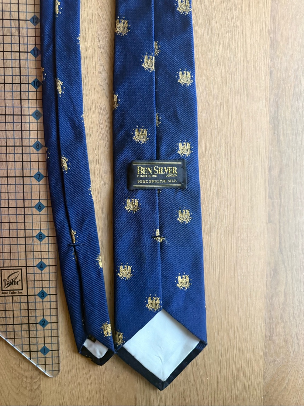 Ben Silver Royal Blue Tie with Gold Crest Motif